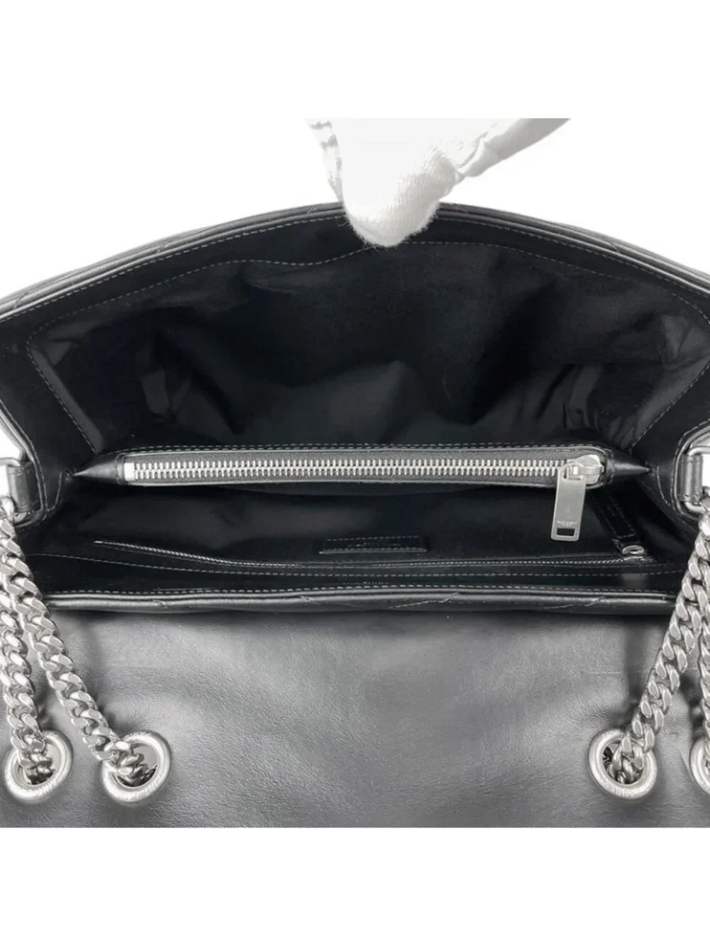 Saint Laurent Paris Lou Shoulder Bag Leather Black - Picture 11 of 12